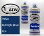 Preview: Volvo, Midnight Blue, 604: 400ml Sprühdose + 400ml Klarlack - Set, von ATW Autoteile West.
